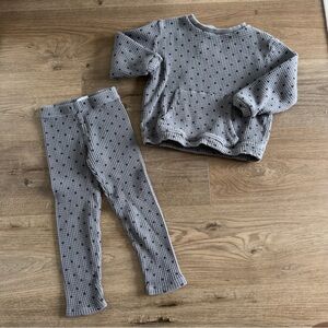 Zara Charcoal Gray Black Polka Dots Waffle Matching Set Size 4 Toddler Girl
